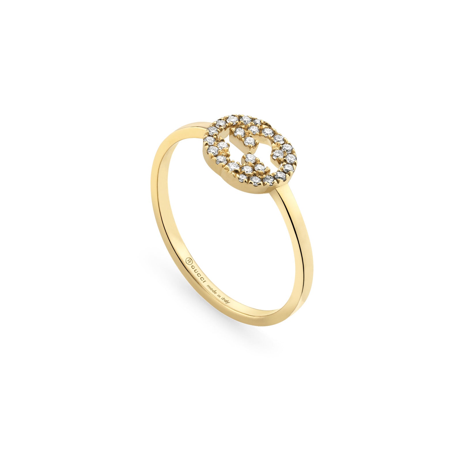 Interlocking G Ring with Diamonds by GUCCI | Diamond Cellar Interlocking G Ring with Diamonds by GUCCI | Diamond Cellar