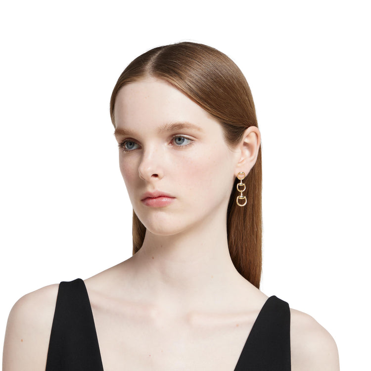 Horsebit 18K Yellow Gold Drop Earrings
