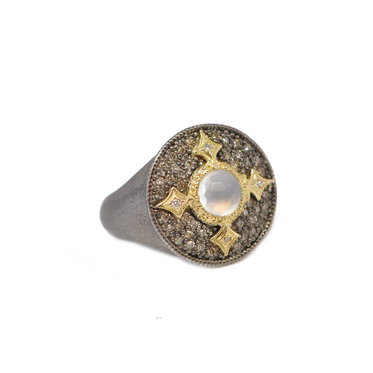 Chalcedony and Diamond Signet Ring