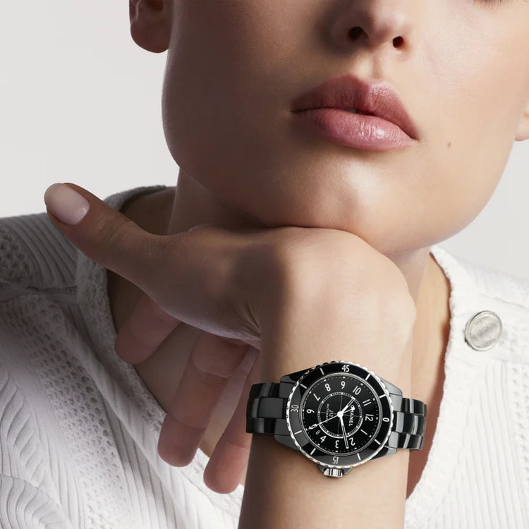 SS/BLACK CERAMIC CHANEL J12 WATCH