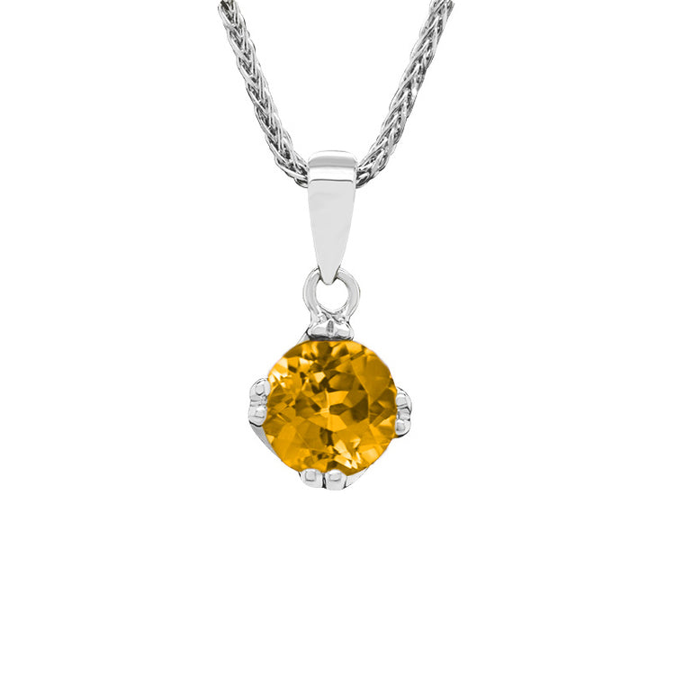 14k White Gold Citrine Pendant