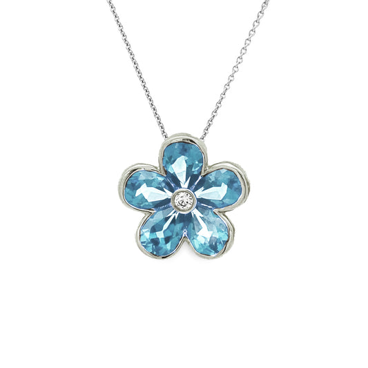Aquamarine & Diamond Pastel Flower Necklace