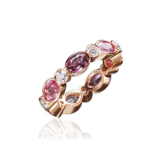 Pink and Purple Sapphire Ring with Diamonds