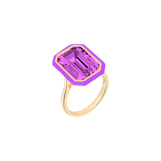 Amethyst Purple Enamel Queen Ring