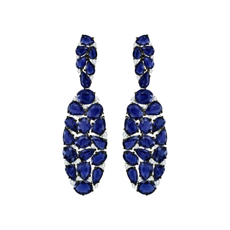 Blue Sapphire and Diamond Mosaic Earrings