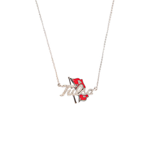 TU Necklace with Diamonds and Red Enamel