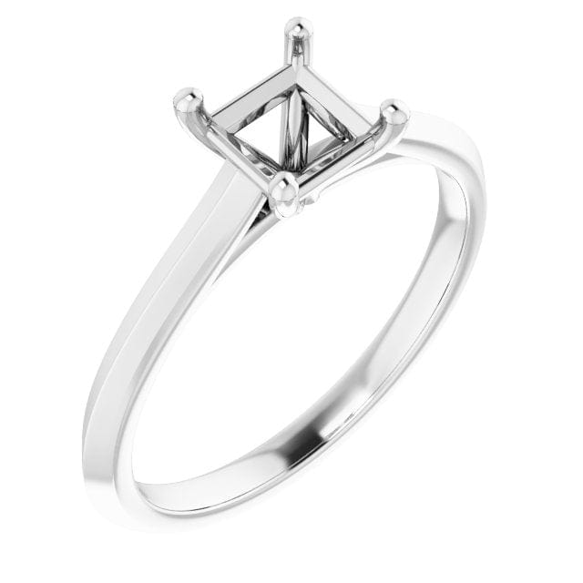 14K White mm Square Solitaire Engagement Ring Mounting