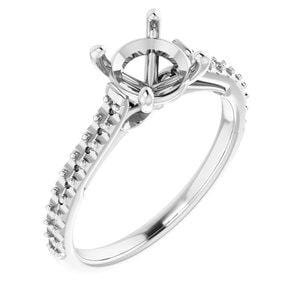 14K White mm Round Engagement Ring Mounting