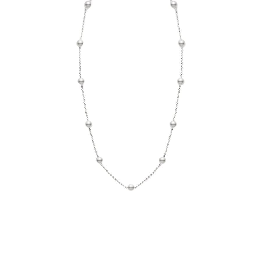 Akoya Pearl Everyday Essentials Station Necklace (6.5mm A+) - Mikimoto- Diamond Cellar