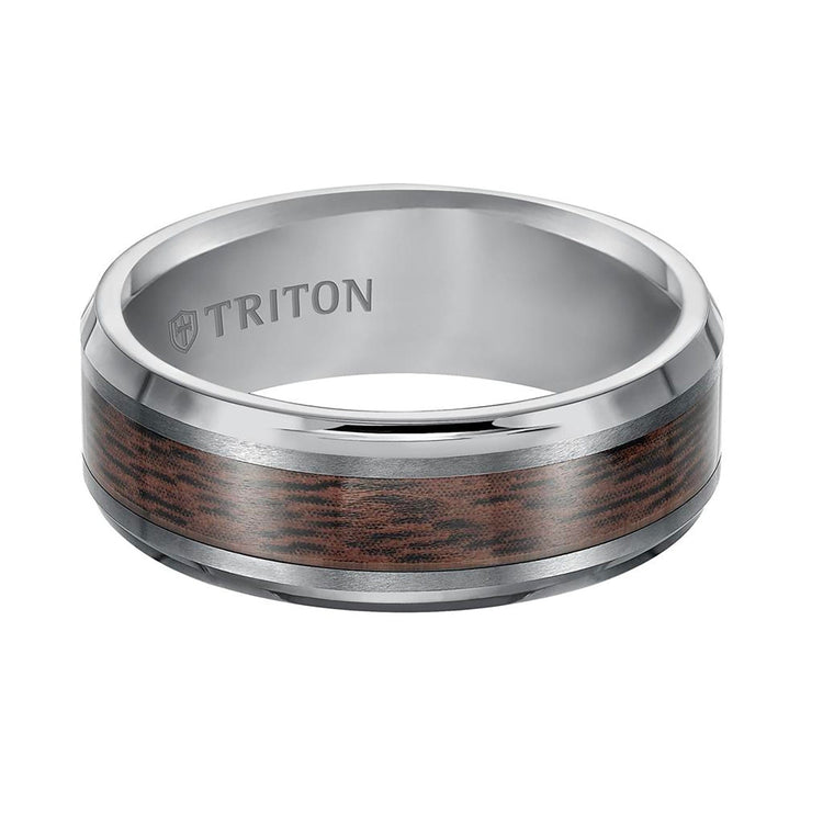 Bevel Edge Wood Finish Contemporary Band - Frederick Goldman- Diamond Cellar