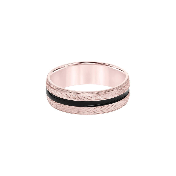 Black Stripe and Wheat Motif 7mm Band - Frederick Goldman- Diamond Cellar