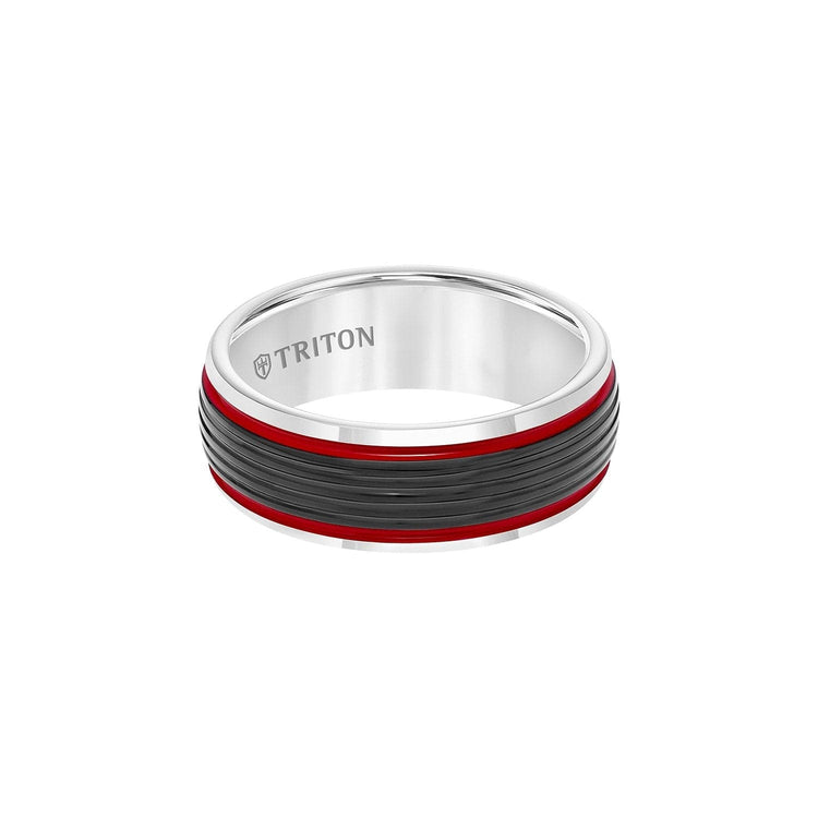 Black, White, & Red 8mm Band - Frederick Goldman- Diamond Cellar