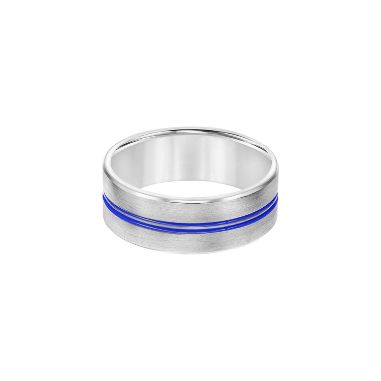 Blue Stripe 8mm Band - Frederick Goldman- Diamond Cellar