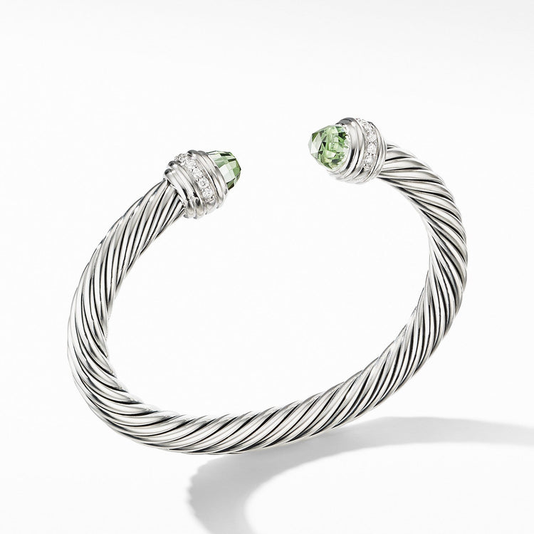 Cable Bracelet with Prasiolite and Diamonds - David Yurman- Diamond Cellar