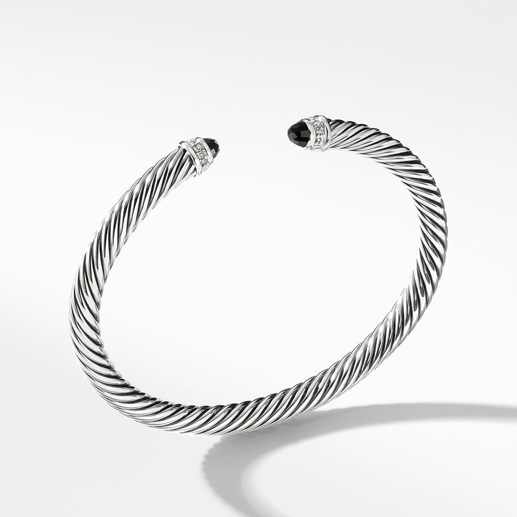 Cable Classics Collection Bracelet with Black Onyx and Diamonds - David Yurman- Diamond Cellar