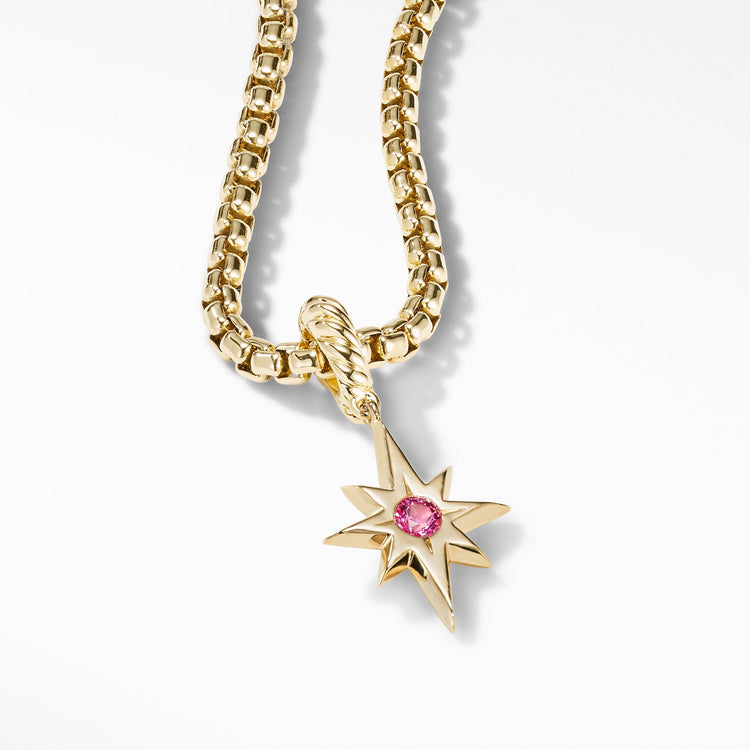 Cable Collectibles North Star Birthstone Charm in 18K Yellow Gold with Pink Tourmaline - David Yurman- Diamond Cellar