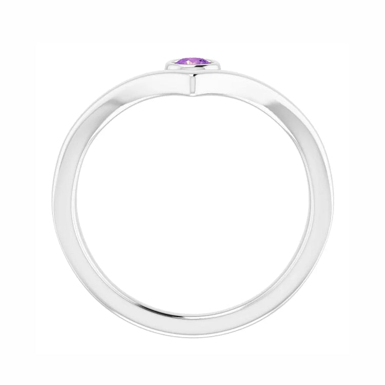 Chevron Ring with Amethyst Accent - Diamond Cellar- Diamond Cellar