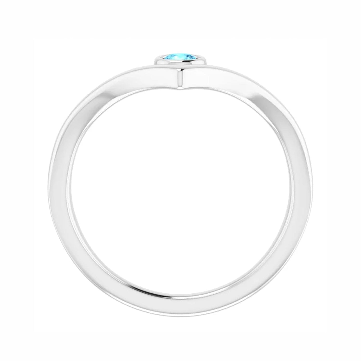 Chevron Ring with Aquamarine Accent - Diamond Cellar- Diamond Cellar