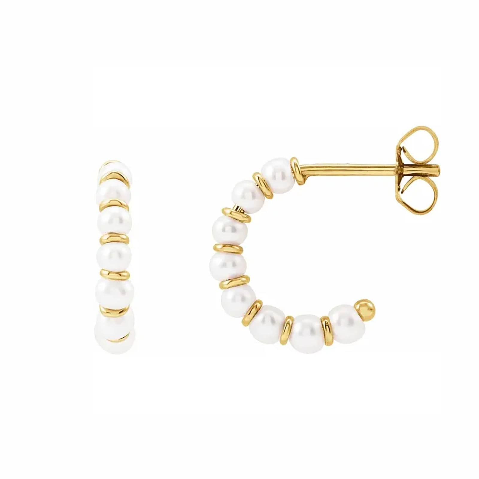 Cultured Freshwater Pearl Hoop Earrings by Diamond Cellar Diamond Cellar