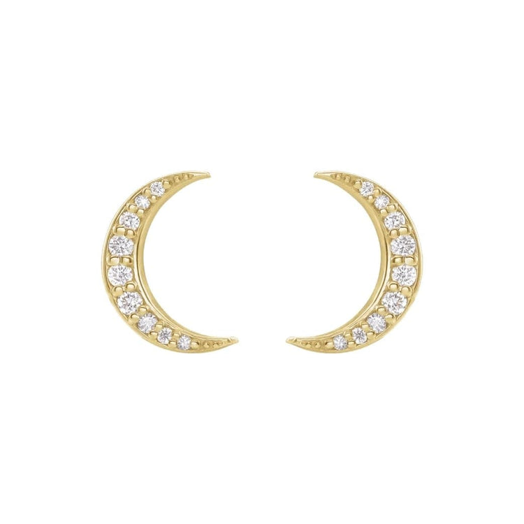 Diamond Crescent Moon Stud Earrings - Diamond Cellar- Diamond Cellar