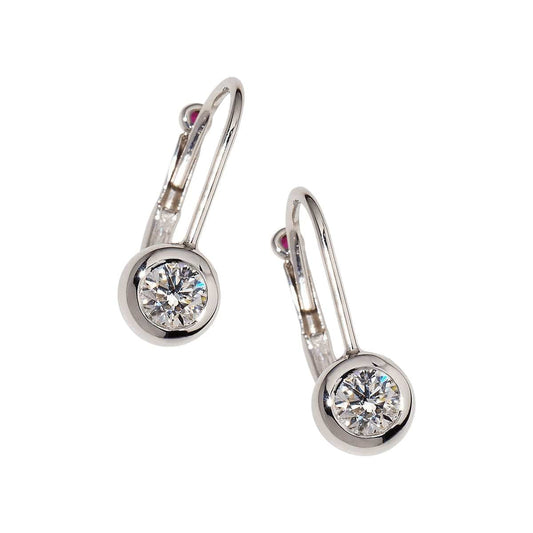 Diamond Drop Euro Wire Earrings - Roberto Coin- Diamond Cellar