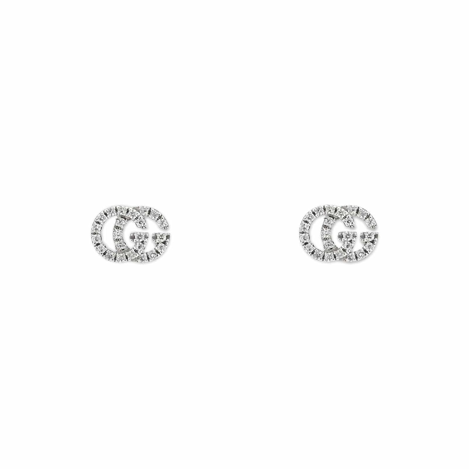 Diamond GG Running Stud Earrings - Gucci- Diamond Cellar