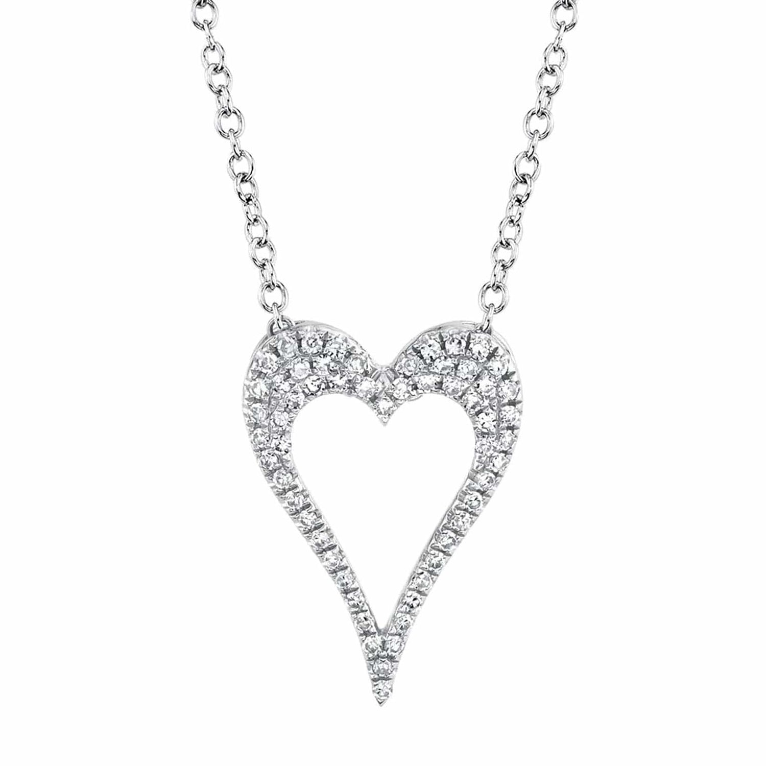Diamond Open Heart Necklace - Shy Creation- Diamond Cellar