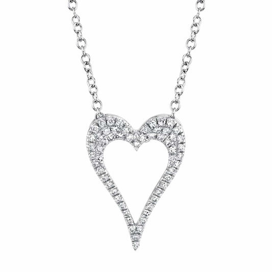 Diamond Open Heart Necklace - Shy Creation- Diamond Cellar