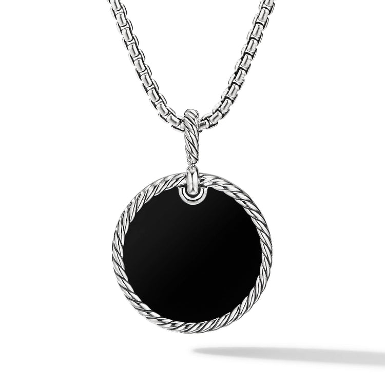 DY Elements Disc Pendant with Black Onyx and Pave Diamond Rim - David Yurman- Diamond Cellar