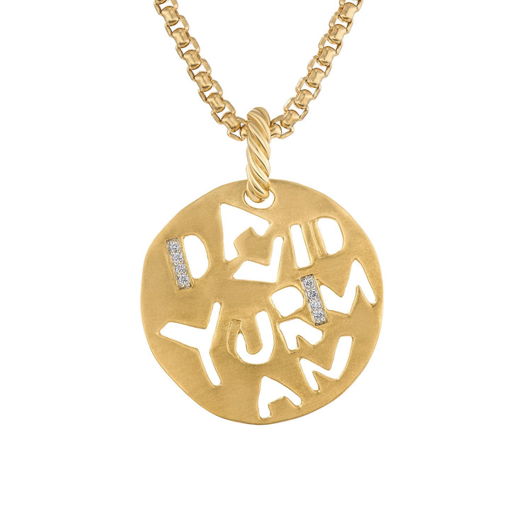DY Elements Graffiti Pendant in 18K Yellow Gold with Diamonds - David Yurman- Diamond Cellar
