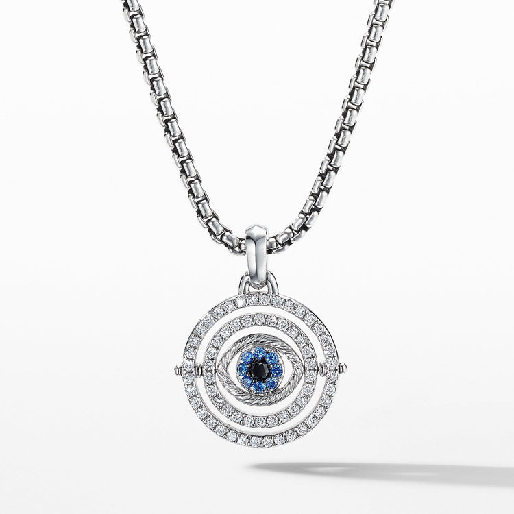Evil Eye Mobile Amulet in 18K White Gold with Pave Blue Sapphires and Diamonds - David Yurman- Diamond Cellar