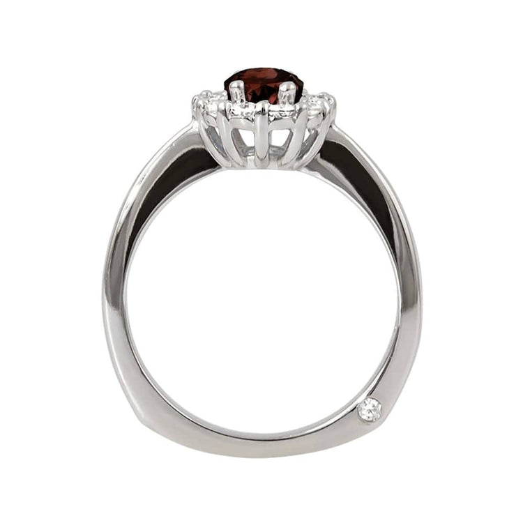 Garnet and Diamond Halo Ring - Diamond Cellar- Diamond Cellar