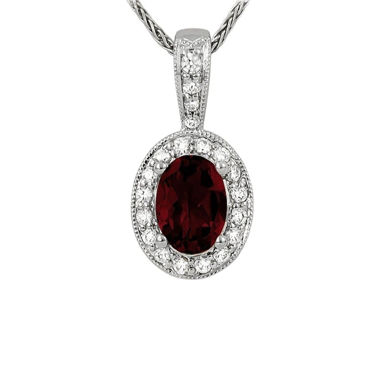 Garnet and Diamond Pendant - Diamond Cellar- Diamond Cellar