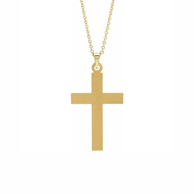 Grooved Cross Pendant in Yellow Gold - Diamond Cellar- Diamond Cellar