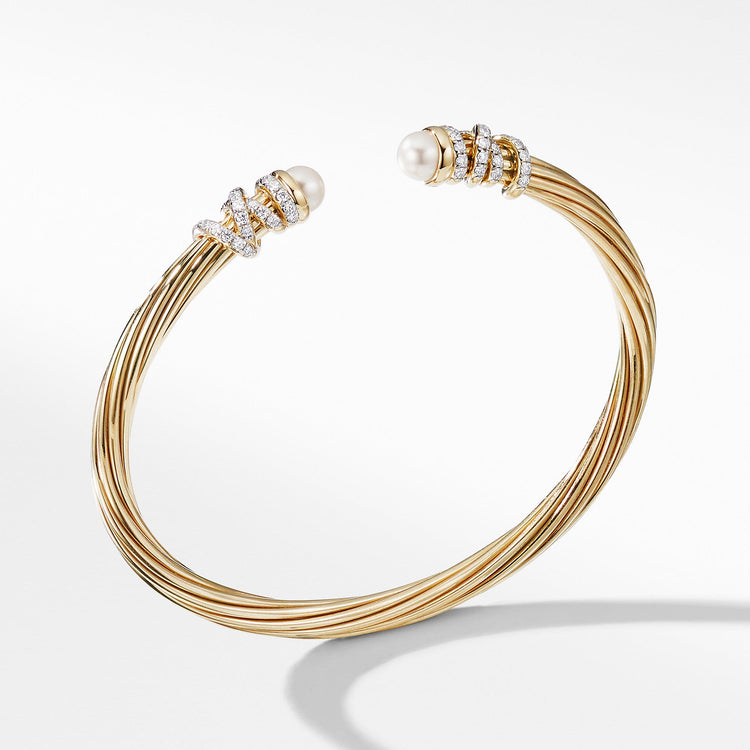 Helena End Station Bracelet in 18K Yellow Gold with Pearls and Diamonds - David Yurman- Diamond Cellar