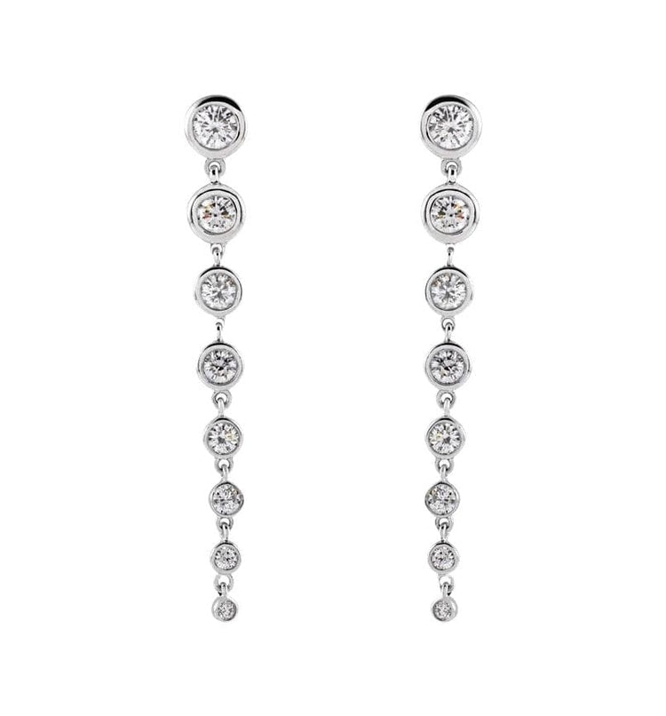 Lab Grown Diamond Bezel Set Graduated Earrings (1.75 tcw) - Céleste Created Diamonds- Diamond Cellar