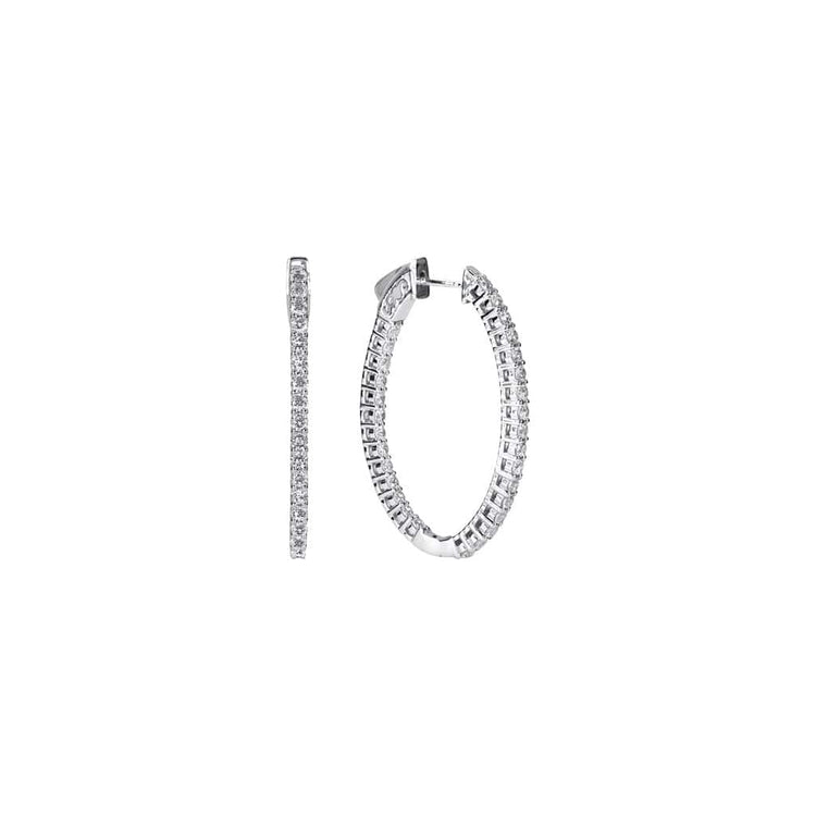 Lab-Grown Diamond Oval Inside/Outside Hoops (1 tcw) - Céleste Created Diamonds- Diamond Cellar