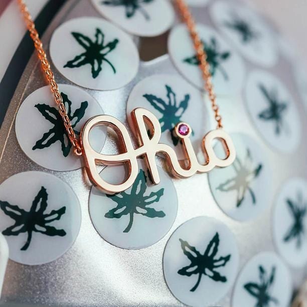 Limited Edition 14K Rose Gold Script Ohio Necklace - Diamond Cellar- Diamond Cellar