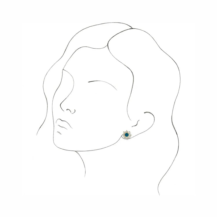 London Blue Topaz & Diamond Halo Earrings - Diamond Cellar- Diamond Cellar