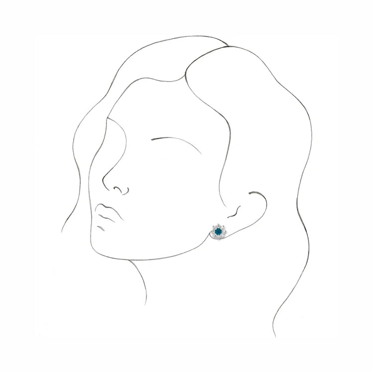 London Blue Topaz & Diamond Halo Earrings - Diamond Cellar- Diamond Cellar