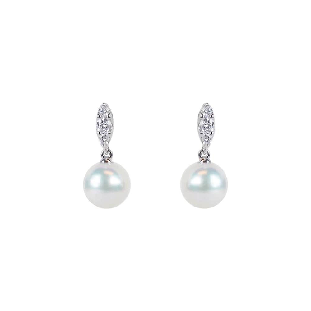 Akoya pearl and diamond earrings Clearance