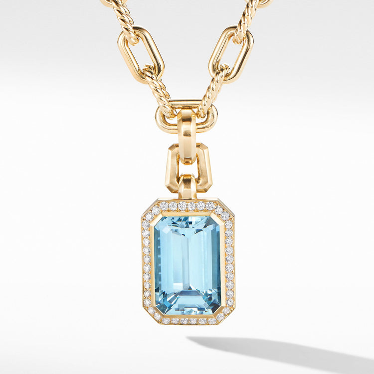 Novella Pendant in 18K Yellow Gold with Blue Topaz and Diamonds - David Yurman- Diamond Cellar