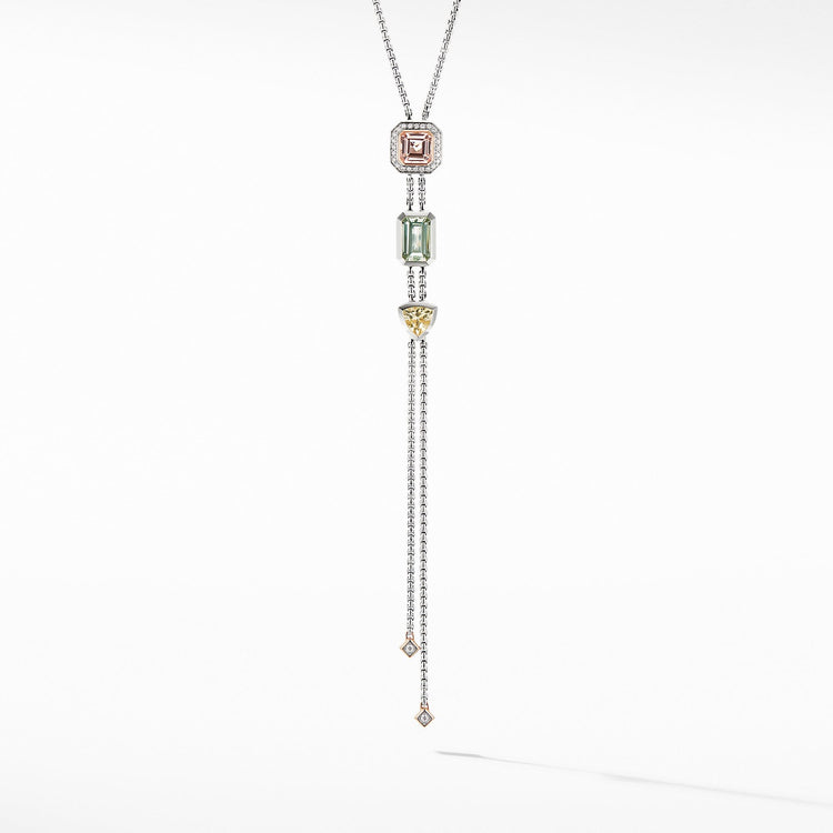 Novella Y Necklace with Morganite, Pave Diamonds and 18K Rose Gold - David Yurman- Diamond Cellar