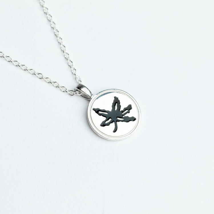 OSU Black Enamel Buckeye Leaf Pendant - Diamond Cellar- Diamond Cellar