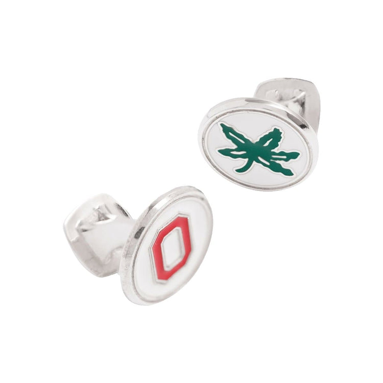 OSU Block "O" & Buckeye Leaf Cufflinks - Diamond Cellar- Diamond Cellar