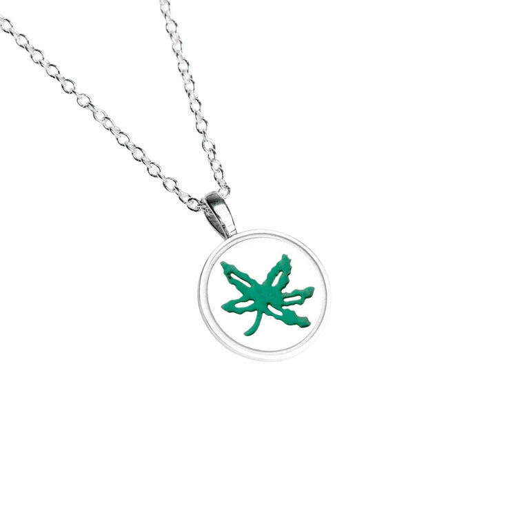 OSU Green Enamel Buckeye Leaf Pendant - Diamond Cellar- Diamond Cellar