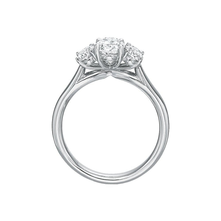Oval Three-Stone Flush Fit Setting - Precision Set- Diamond Cellar