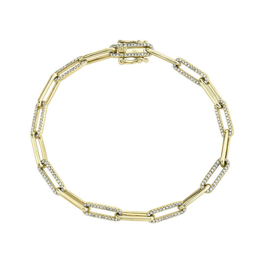 Paper Clip Link Bracelet with Diamonds - Shy Creation- Diamond Cellar