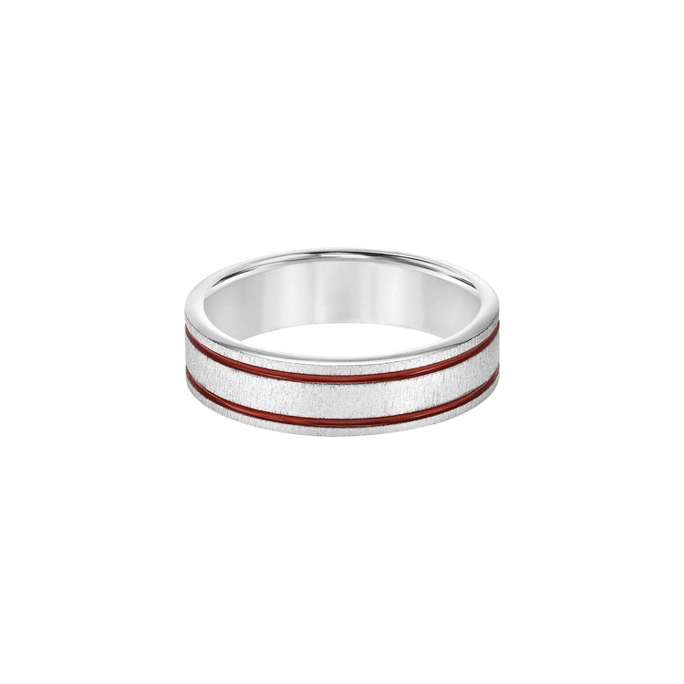 Red Stripe 6mm Band - Frederick Goldman- Diamond Cellar