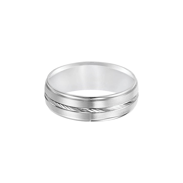 Satin Finish with Etched Center 6.5mm Band - Frederick Goldman- Diamond Cellar